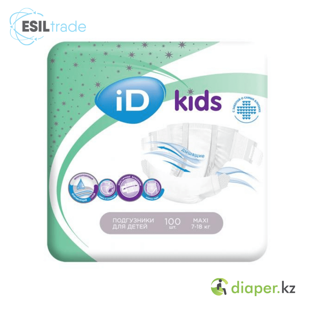 Детские подгузники iD Kids Maxi 7-18кг 100