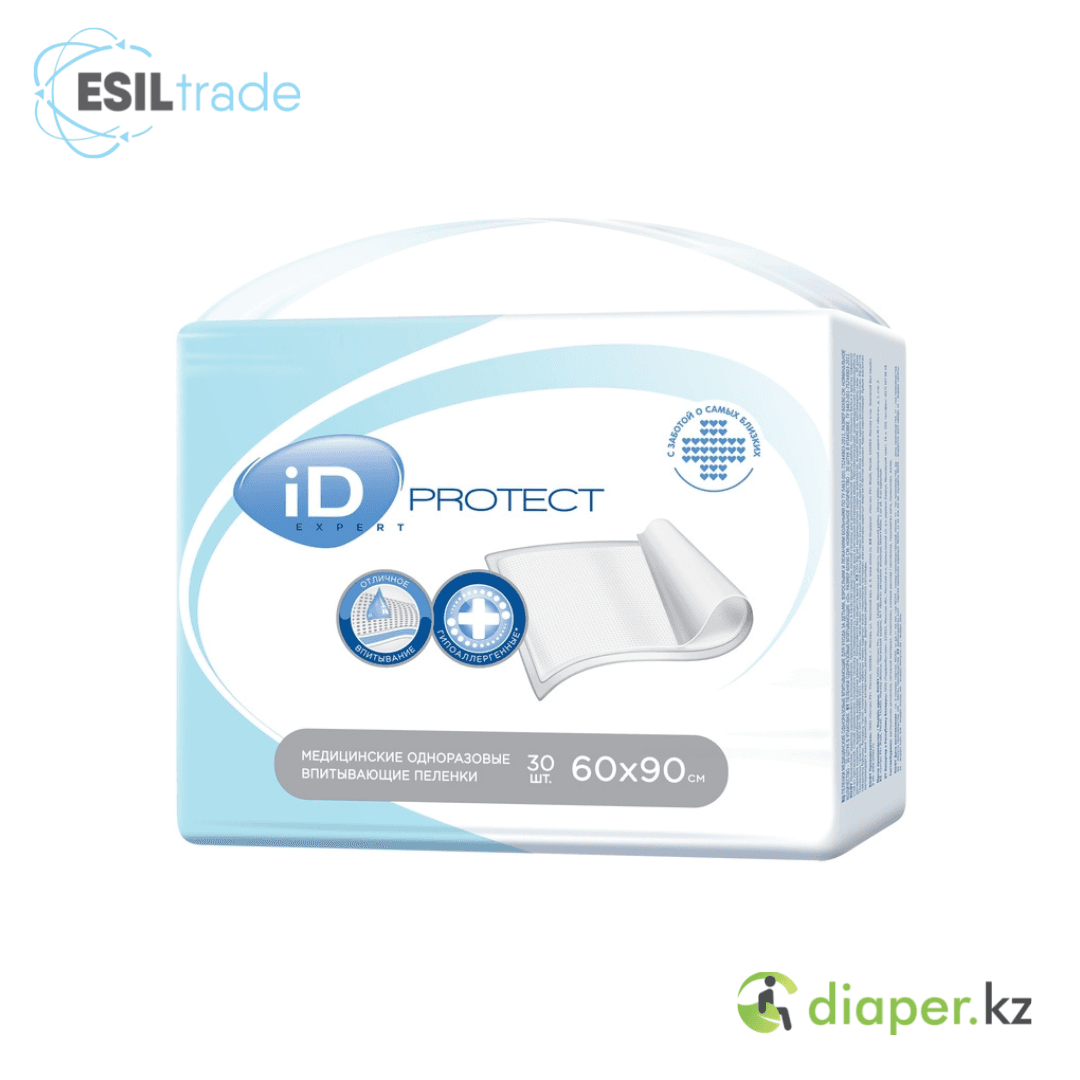 Впитывающие одноразовые пеленки iD Expert Protect 60x90 уп - 30 шт