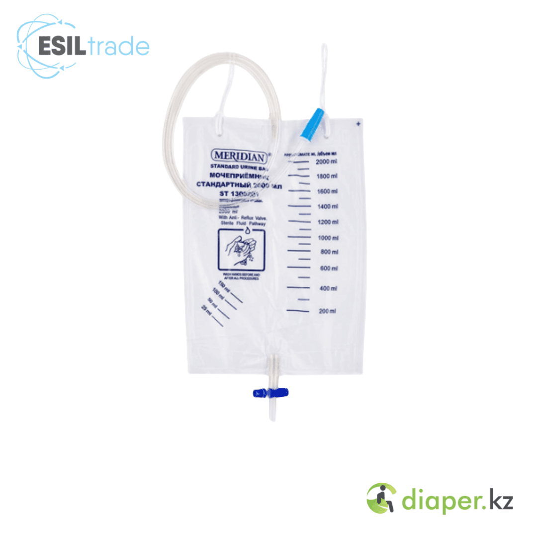Мочеприемник Meridian ST1300201, 2000 мл. Т-образный клапон, трубка 90 см