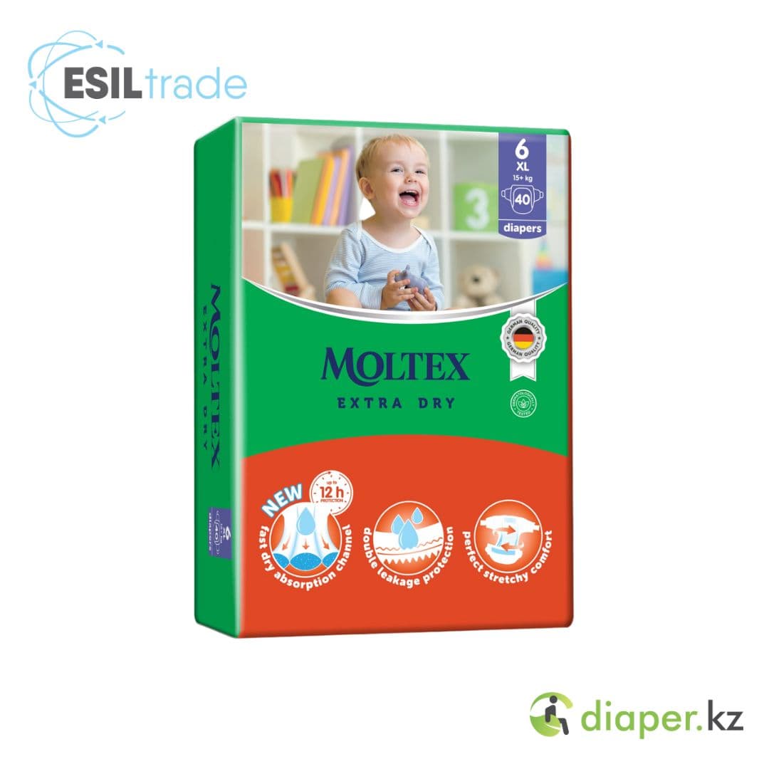 Детские подгузники Moltex Extra Dry XL 15+ кг 40 шт