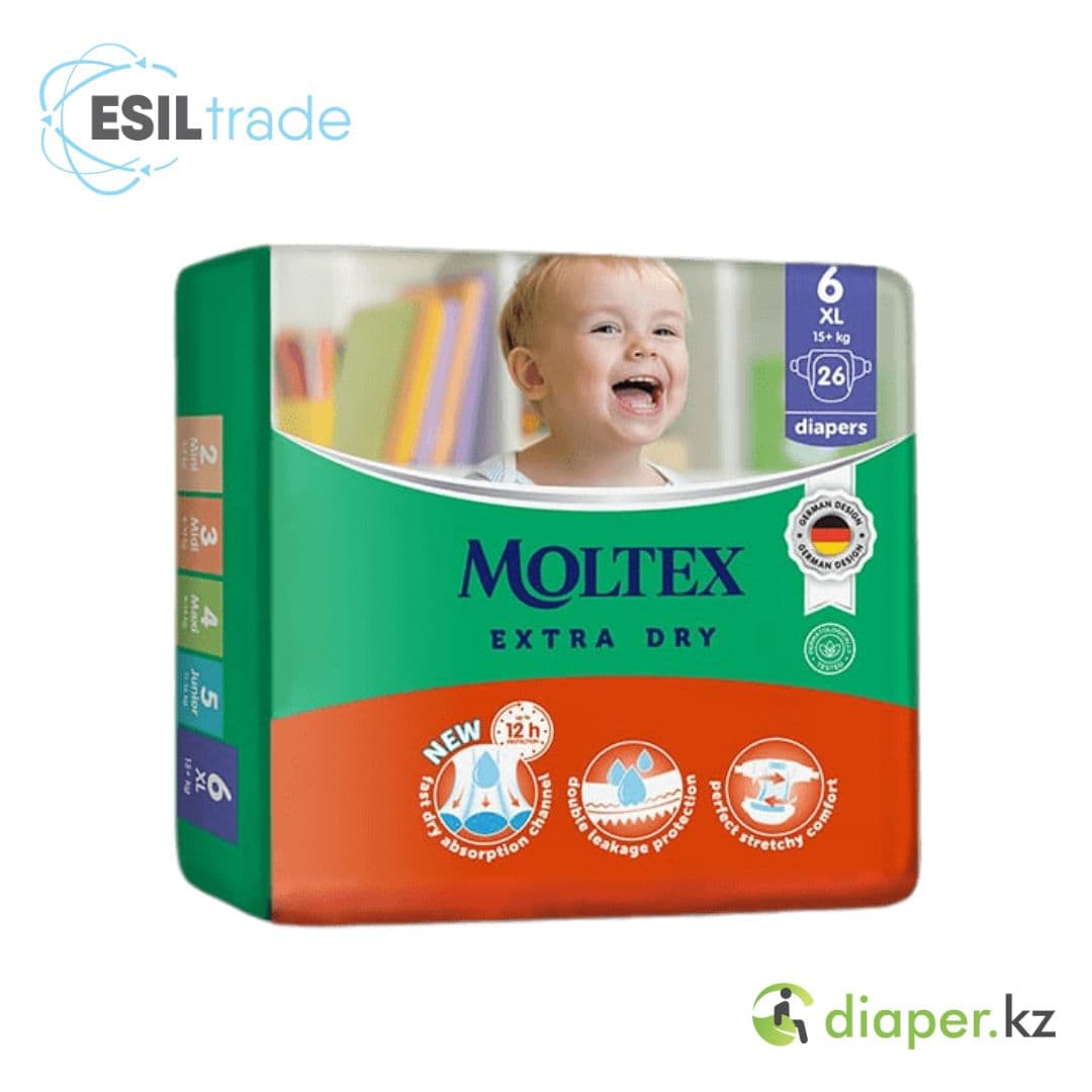 Детские подгузники Moltex Extra Dry XL 15+ кг 26 шт