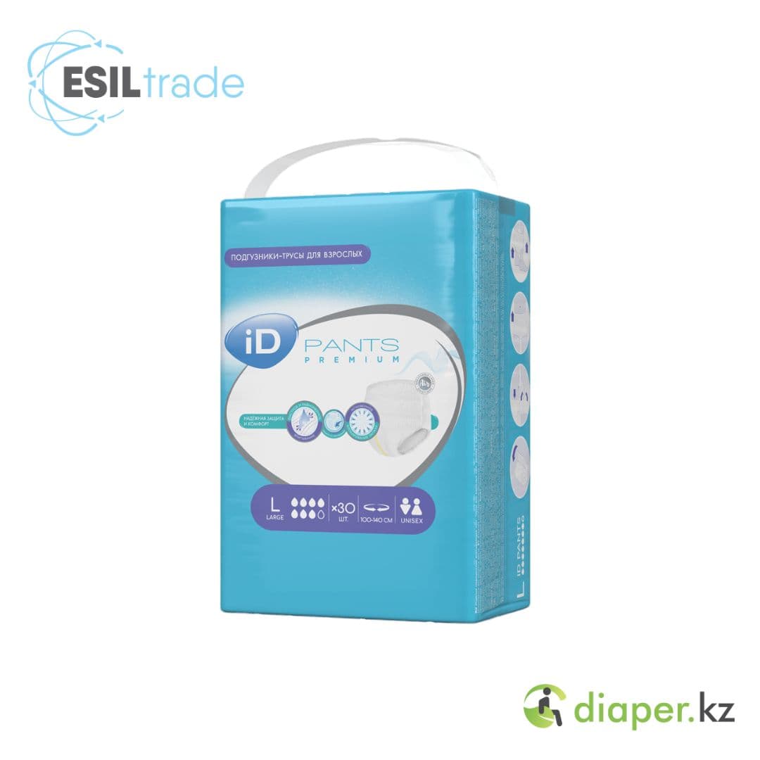 Подгузники - Трусы для взрослых iD Pants Premium  L 100-140 см, 30 шт