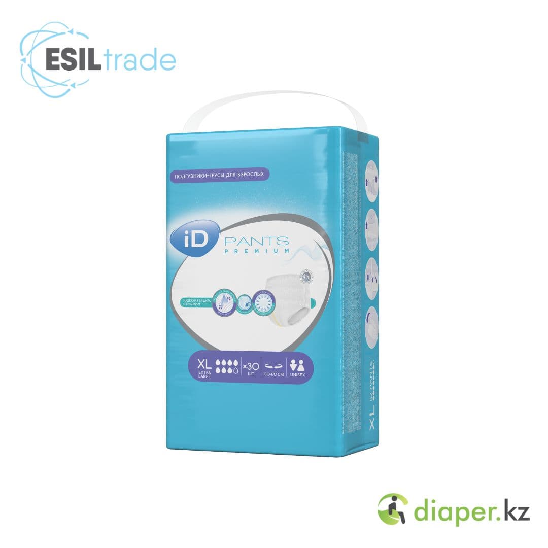 Подгузники - Трусы для взрослых iD Pants Premium  XL 130-170 см, 30 шт