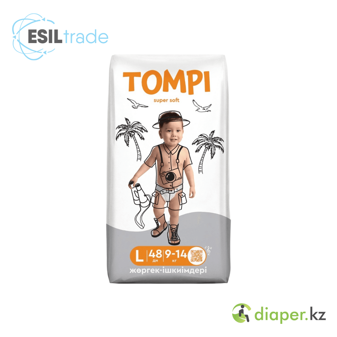 Детские подгузники-трусики Tompi L 9-14КГ 48ШТ