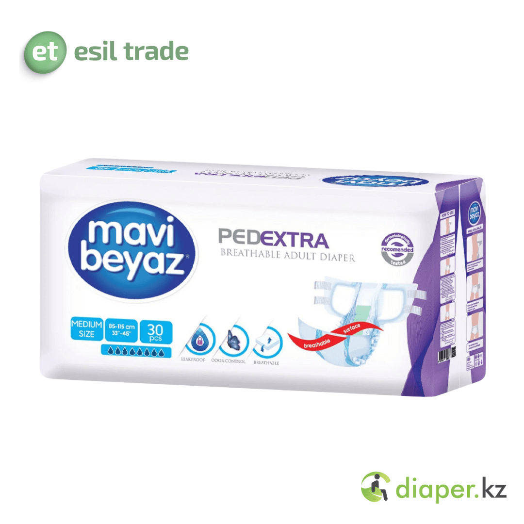 Подгузники для взрослых MAVI BEYAZ  MEDIUM 85-115 см 30 PCS 8 капель