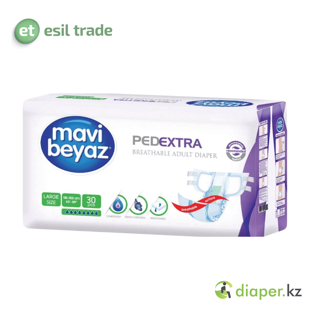 Подгузники для взрослых MAVI BEYAZ  LARGE 110-150 см 30 PCS  8 капель
