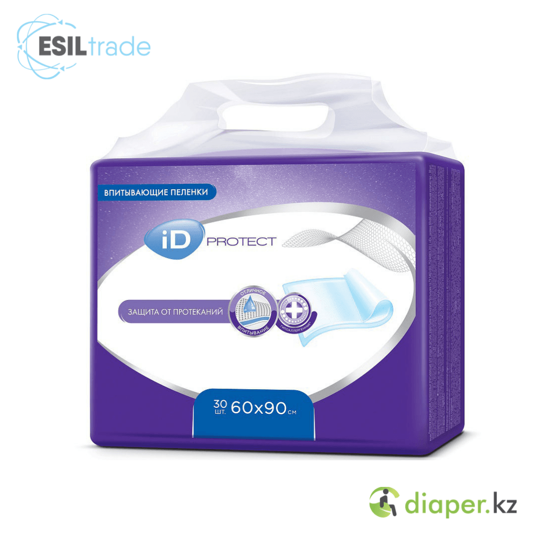 Пеленки одноразовые впитывающие iD Protect 60x90 уп -30 шт