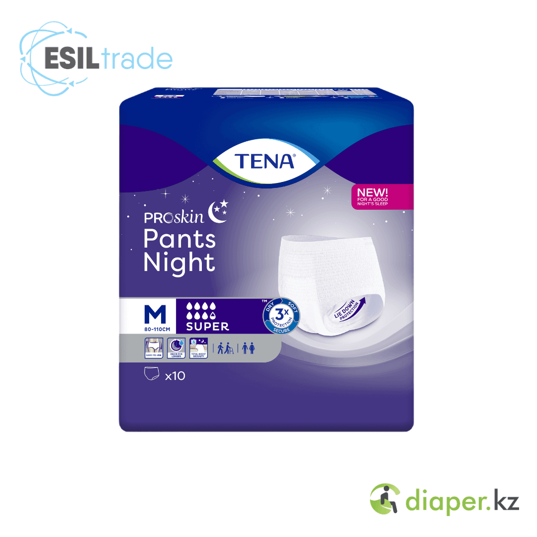 Подгузники-трусы ночные ТЕНА Pants Night Superl M 80 до 110 см 10 шт